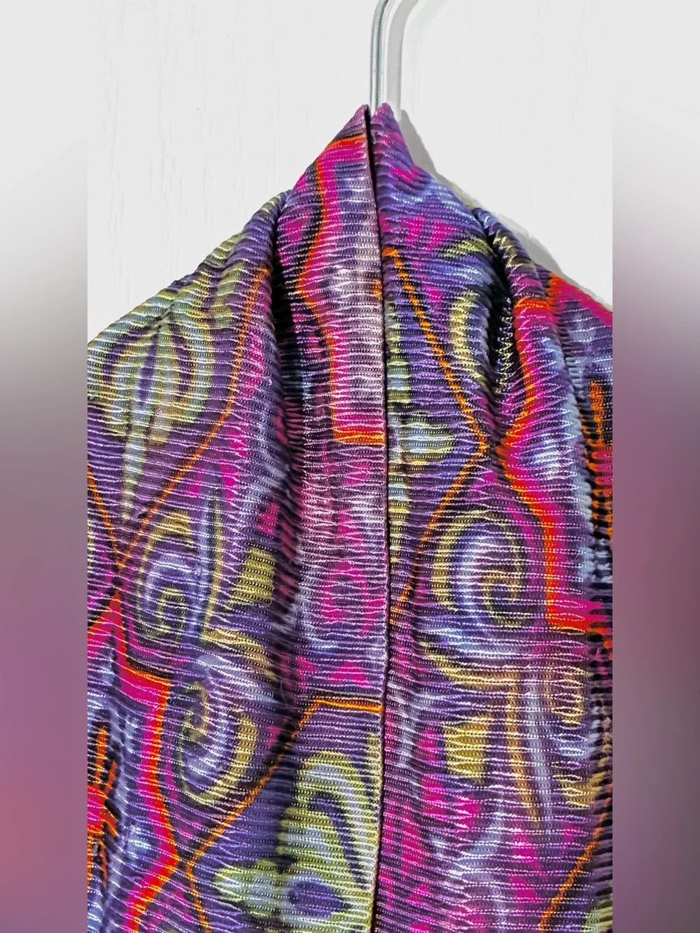Vintage Boho Geometric Skinny Scarf Purple 33”L